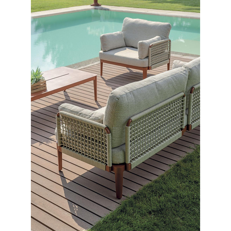 Salotto Bandol alluminio rosso corda beige Moia outdoor design