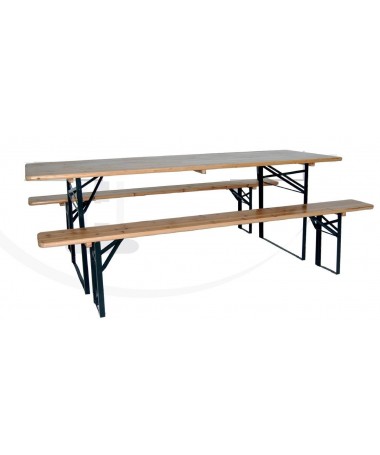 Tavolo con due panchine in legno e metallo 200 cm