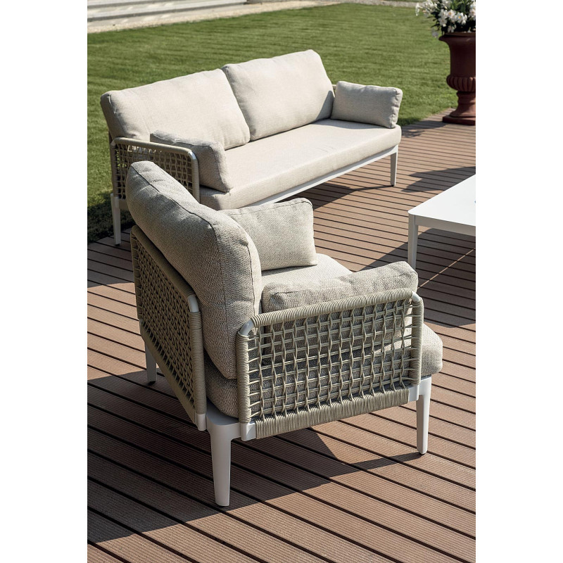 Salotto Bandol In Alluminio Bianco + Corda Beige Moia