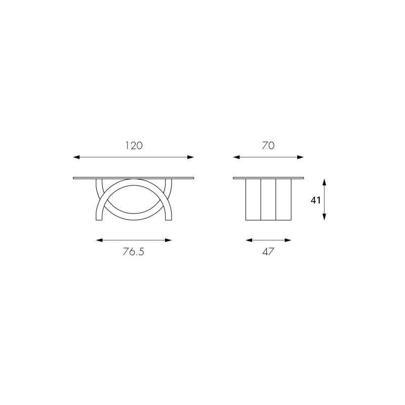Tavolino 120 x 70 - Trasparente Olimpia 70cm X 120cm H 41cm Stones
