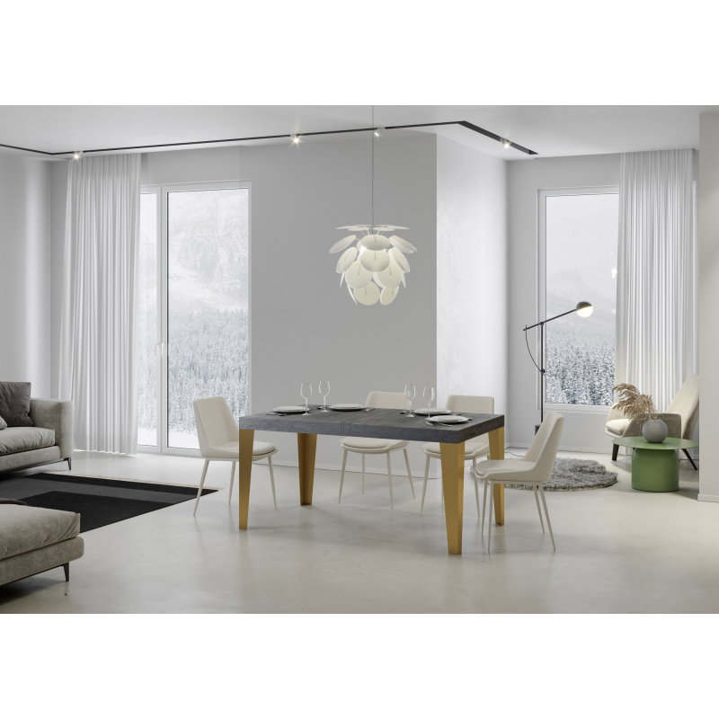 Tavolo allungabile 90x160/264 cm Flame telaio Oro