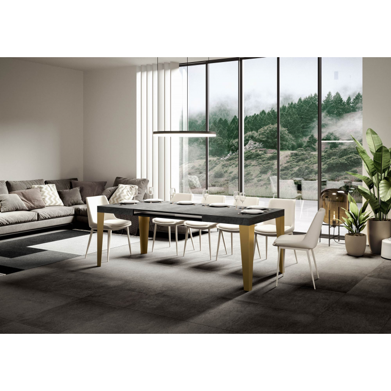 Tavolo allungabile 90x160/264 cm Flame telaio Oro