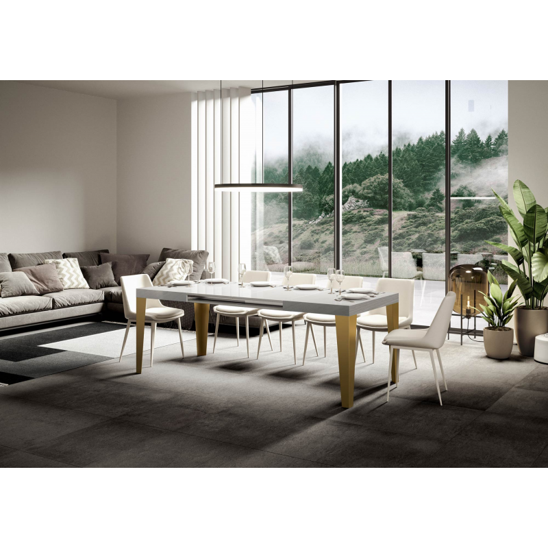 Tavolo allungabile 90x160/420 cm Flame telaio Oro