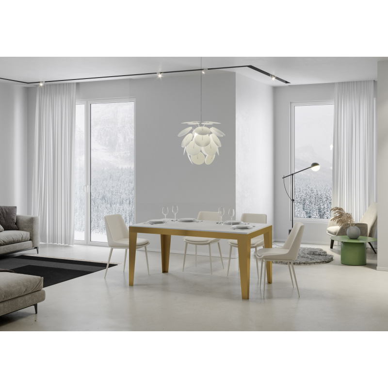 Tavolo allungabile 90x120/380 cm Flame Evolution telaio Oro