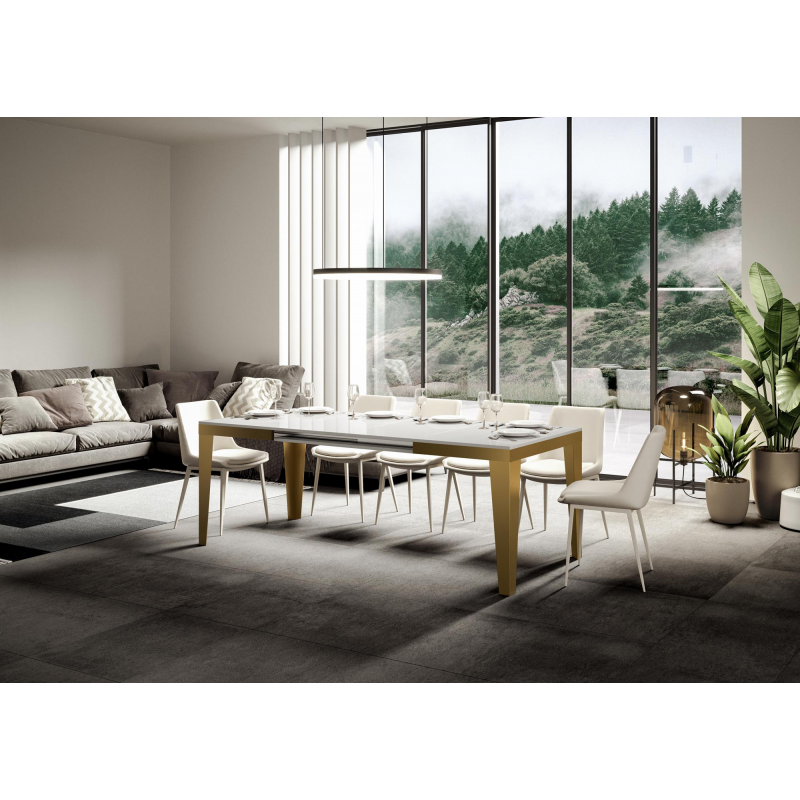 Tavolo allungabile 90x120/380 cm Flame Evolution telaio Oro