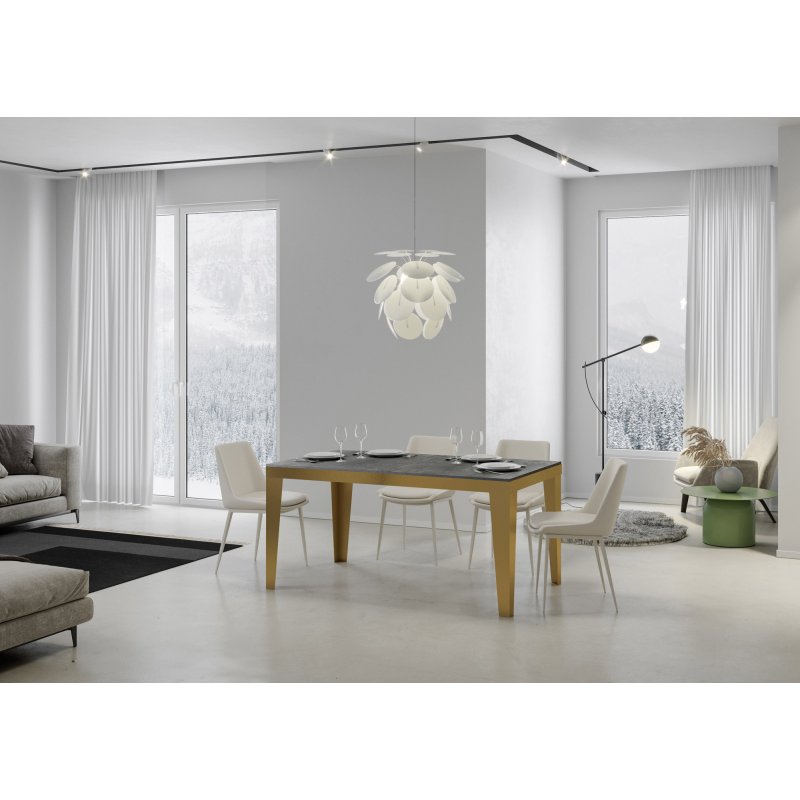 Tavolo allungabile 90x160/420 cm Flame Evolution telaio Oro