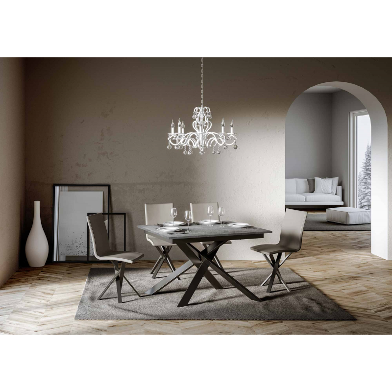 Tavolo allungabile 90x120/180 cm Ganty - bordo in tinta telaio Antracite