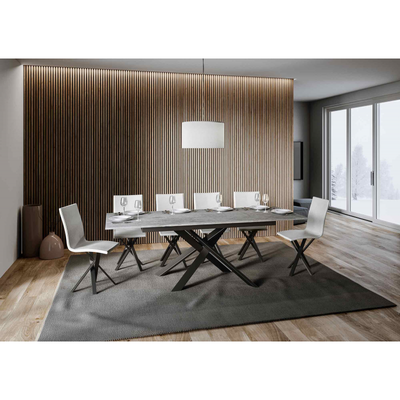 Tavolo allungabile 90x160/220 cm Ganty - bordo in tinta telaio Antracite
