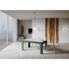 Tavolo allungabile 90x160/220 cm Bibi Mix piano Bianco Spatolato - base Antracite Spatolato