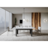 Tavolo allungabile 90x160/220 cm Bibi Mix piano Bianco Spatolato - base Antracite Spatolato