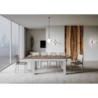 Tavolo allungabile 90x160/220 cm Bibi Mix piano Bianco Spatolato - base Antracite Spatolato
