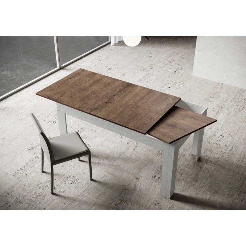 Tavolo allungabile 90x160/220 cm Bibi Mix piano Bianco Spatolato - base Antracite Spatolato