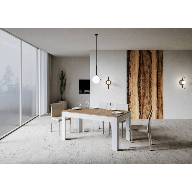 Tavolo allungabile 90x160/220 cm Bibi Mix piano Bianco Spatolato - base Antracite Spatolato