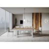 Tavolo allungabile 90x160/220 cm Bibi Mix piano Bianco Spatolato - base Antracite Spatolato