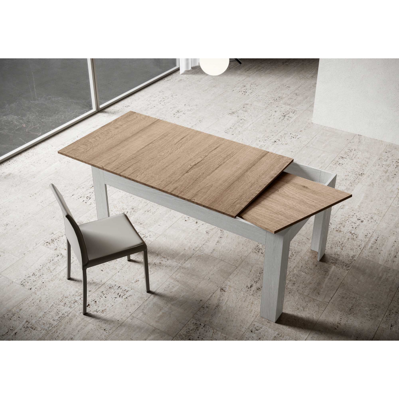 Tavolo allungabile 90x160/220 cm Bibi Mix piano Bianco Spatolato - base Antracite Spatolato