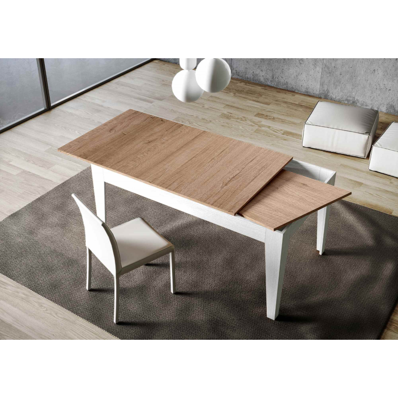 Tavolo allungabile 90x120/180 cm Cico Mix piano Bianco Spatolato - base Antracite Spatolato