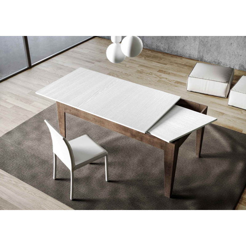Tavolo allungabile 90x120/180 cm Cico Mix piano Bianco Spatolato - base Antracite Spatolato