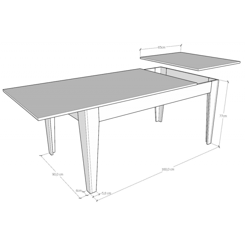 Tavolo allungabile 90x160/220 cm Cico Mix piano Bianco Spatolato - base Antracite Spatolato