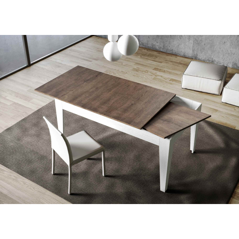 Tavolo allungabile 90x160/220 cm Cico Mix piano Bianco Spatolato - base Antracite Spatolato