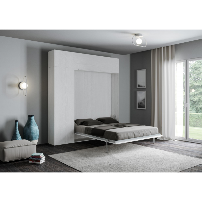 Letto a scomparsa 140 verticale Kentaro con colonna e pensili