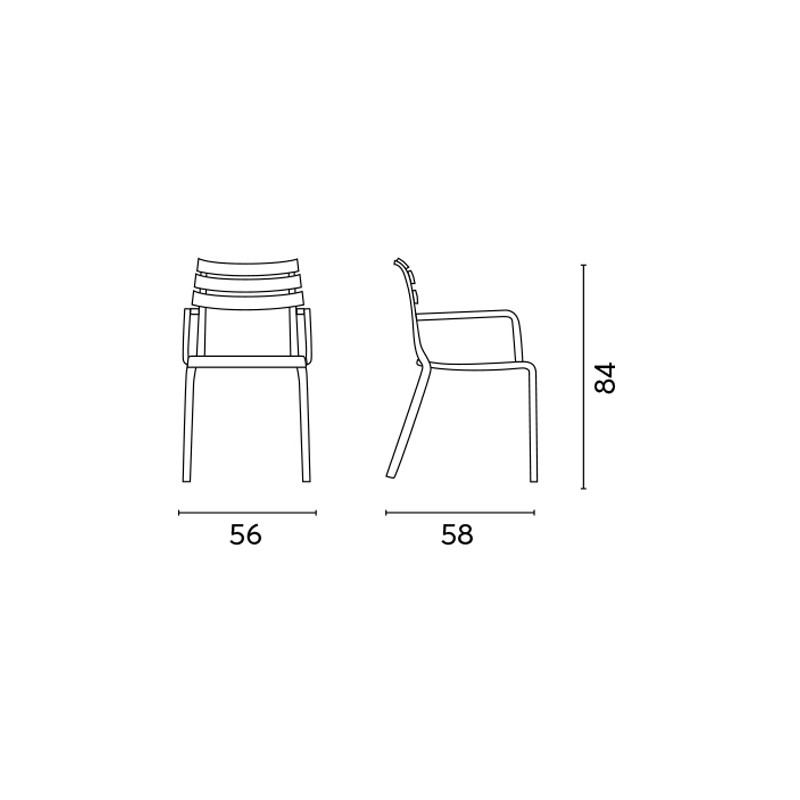 Sedia Olbia con braccioli polipropilene bianca Moia outdoor