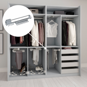 Zoom Porta cravatte laterale estraibile Self, Verniciato alluminio, Acciaio e Tecnoplastica