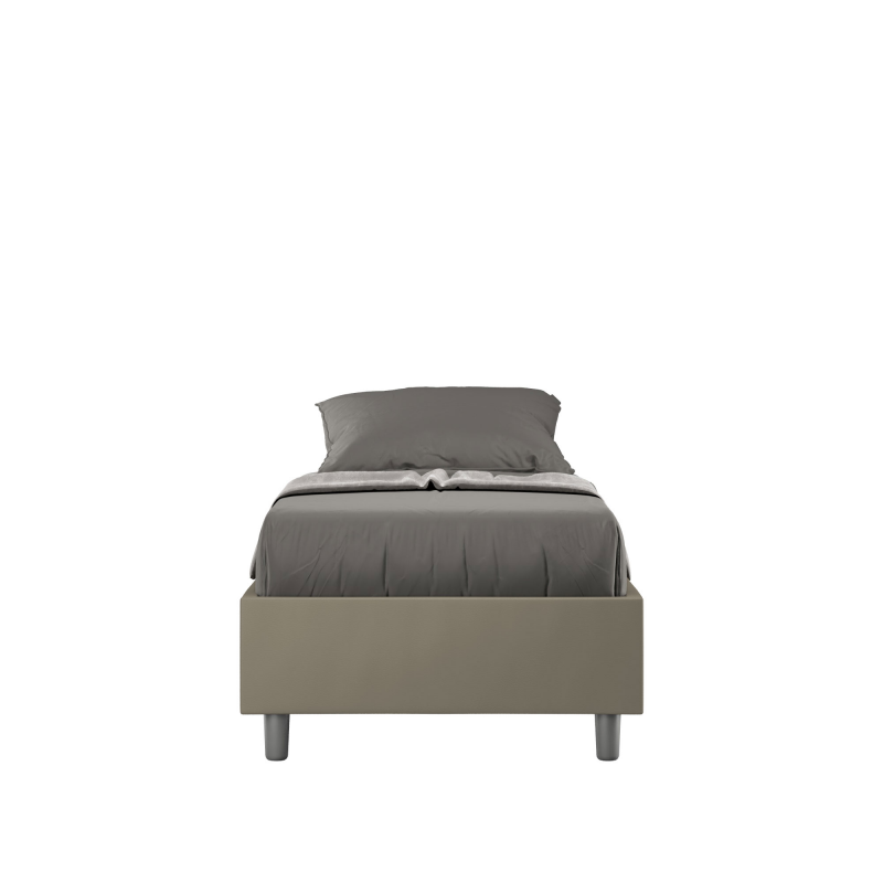 Letto Sommier imbottito Singolo 80x200 cm Azelia - Similpelle,Senza rete,Cappuccino