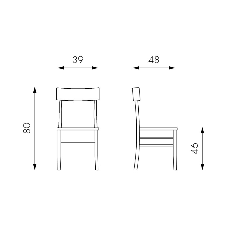 Set di 2 Sedie in legno laccato Brera 48cm X 39cm H 80cm Stones