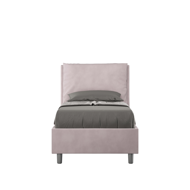 Letto imbottito Singolo 80x190 cm Antea - Con rete,Glicine,Microfibra