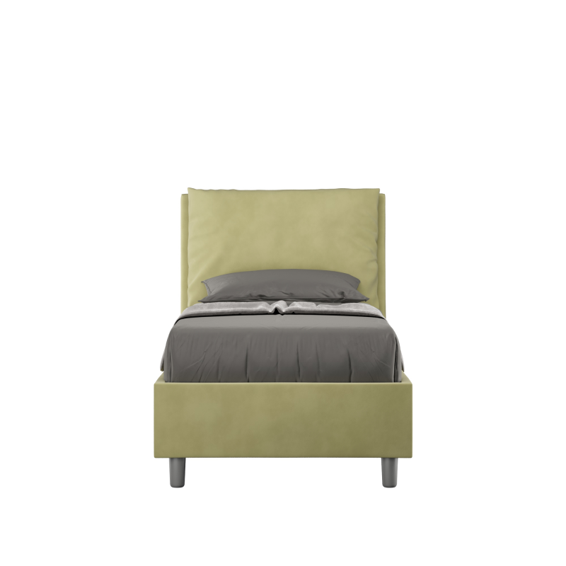 Letto imbottito Singolo 80x210 cm Antea - Senza rete,Microfibra,Tè verde