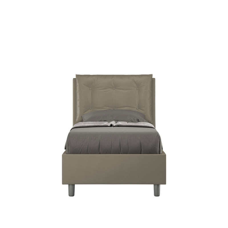 Letto imbottito Singolo 80x210 cm Annalisa - Similpelle,Senza rete,Cappuccino