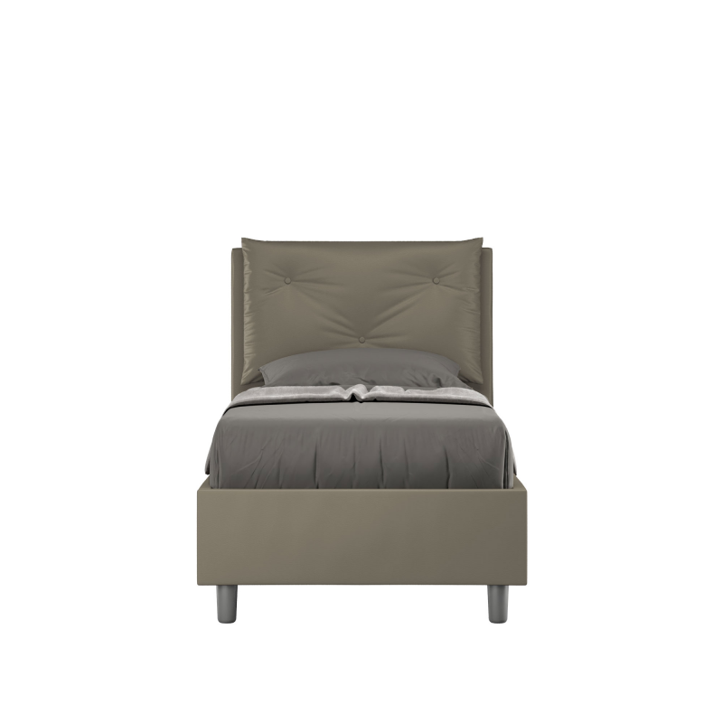 Letto imbottito Singolo 80x210 cm Appia - Similpelle,Senza rete,Cappuccino