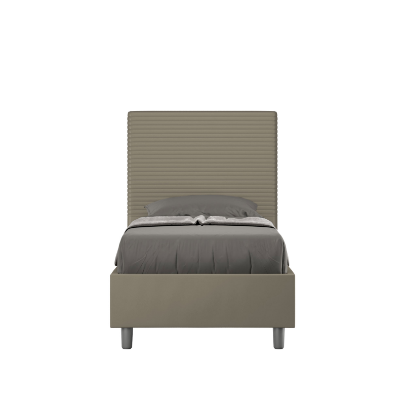 Letto imbottito Singolo 80x210 cm Focus - Similpelle,Senza rete,Cappuccino