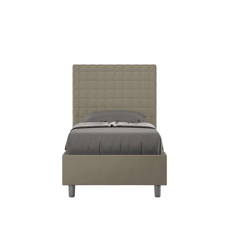 Letto imbottito Singolo 80x190 cm Sunny - Similpelle,Senza rete,Cappuccino