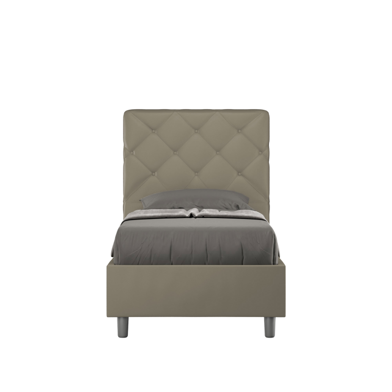 Letto imbottito Singolo 80x200 cm Priya - Similpelle,Senza rete,Cappuccino