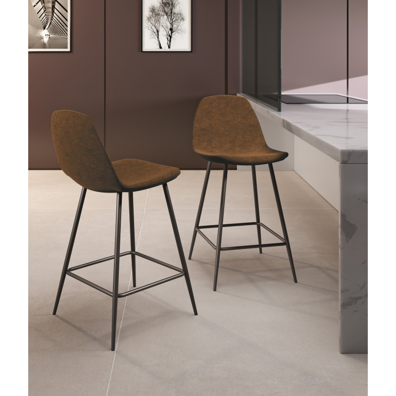 Set di 2 Sgabelli in similpelle Brigitte 42cm X 52cm H 93cm Stones