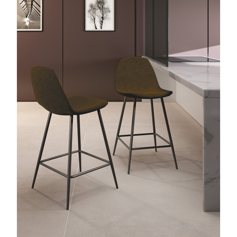 Set di 2 Sgabelli in similpelle Brigitte 42cm X 52cm H 93cm Stones