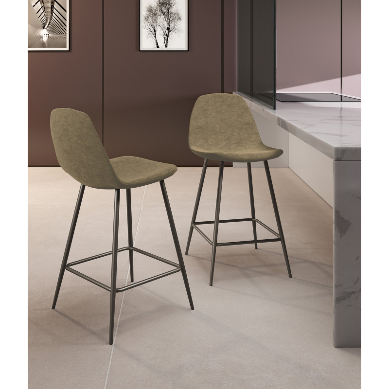 Set di 2 Sgabelli in similpelle Brigitte 42cm X 52cm H 93cm Stones
