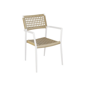 Sedia Padova contract alluminio bianco e corda canapa Moia