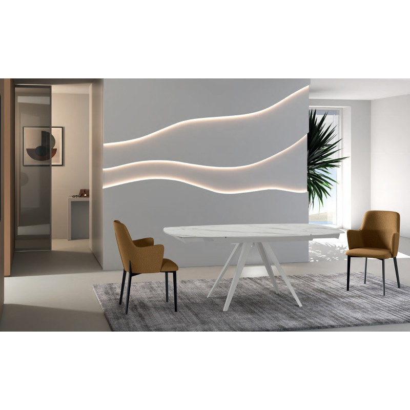 Tavolo allungabile con top in ceramicaKyoto 120 90cm X 120-180cm H 75cm Stones