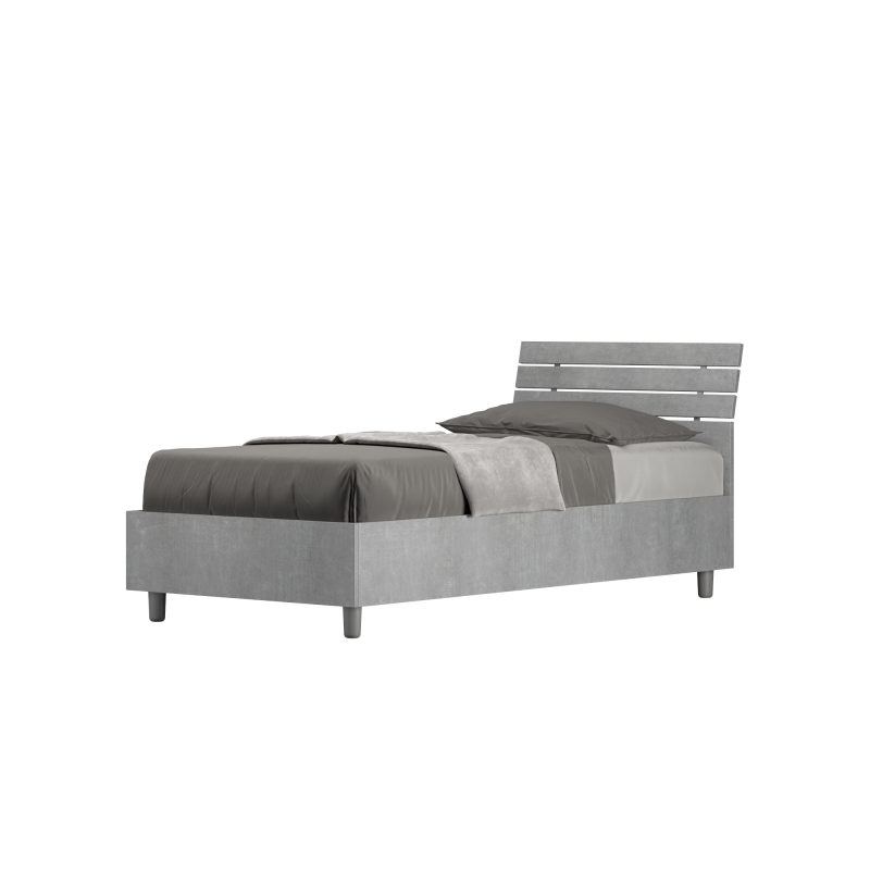 Letto Singolo 80x190 cm testata inclinata con doghe Ankel - Senza rete,Grigio