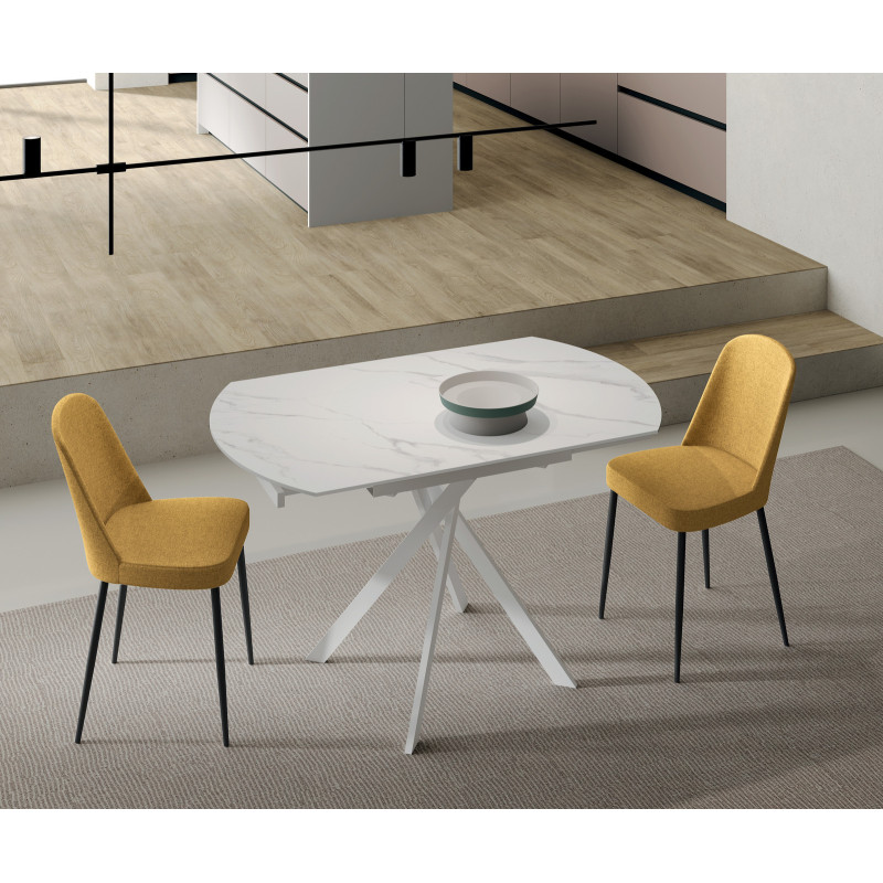Tavolo allungabile con top in ceramica Roll 120cm X 80-120cm H 76cm Stones