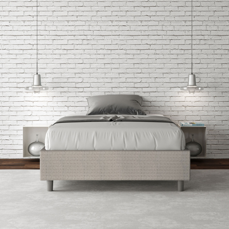 Letto Sommier imbottito 1 piazza e mezza 120x190 cm tessuto Labirinto Azelia