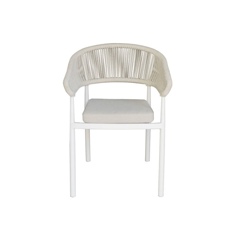 Sedia Perugia contract alluminio bianco e corda beige Moia