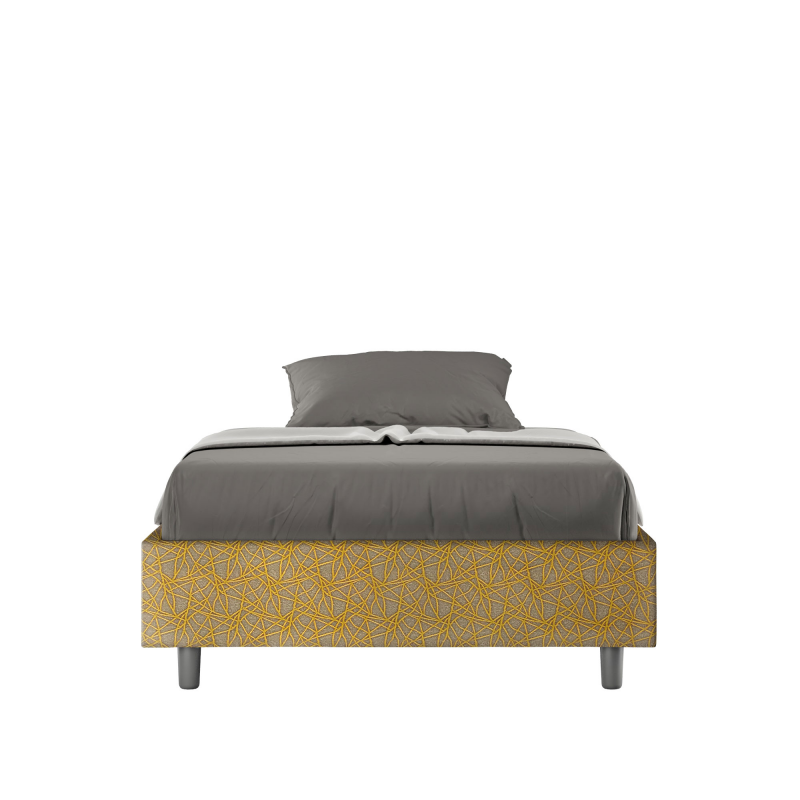Letto Sommier imbottito 1 piazza e mezza 120x190 cm tessuto Era Azelia