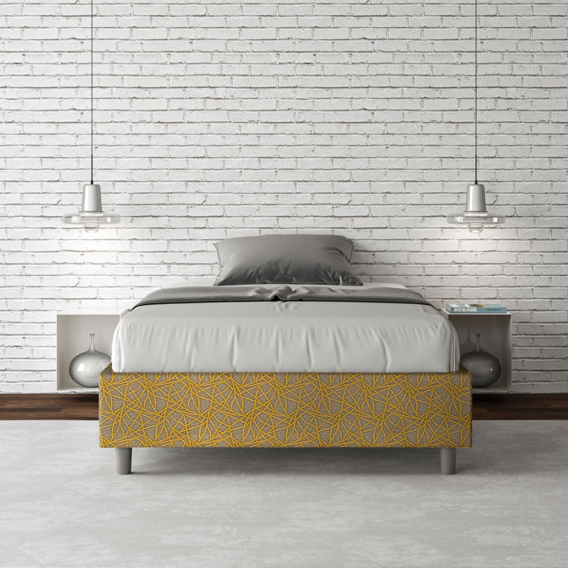 Letto Sommier imbottito 1 piazza e mezza 120x190 cm tessuto Era Azelia