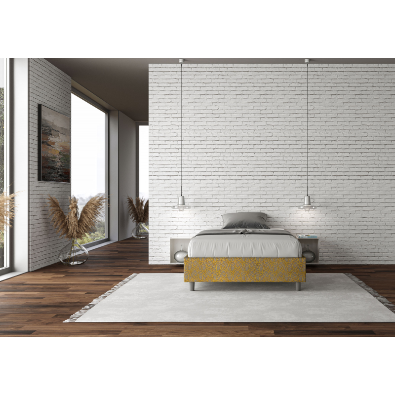 Letto Sommier imbottito 1 piazza e mezza 120x190 cm tessuto Era Azelia
