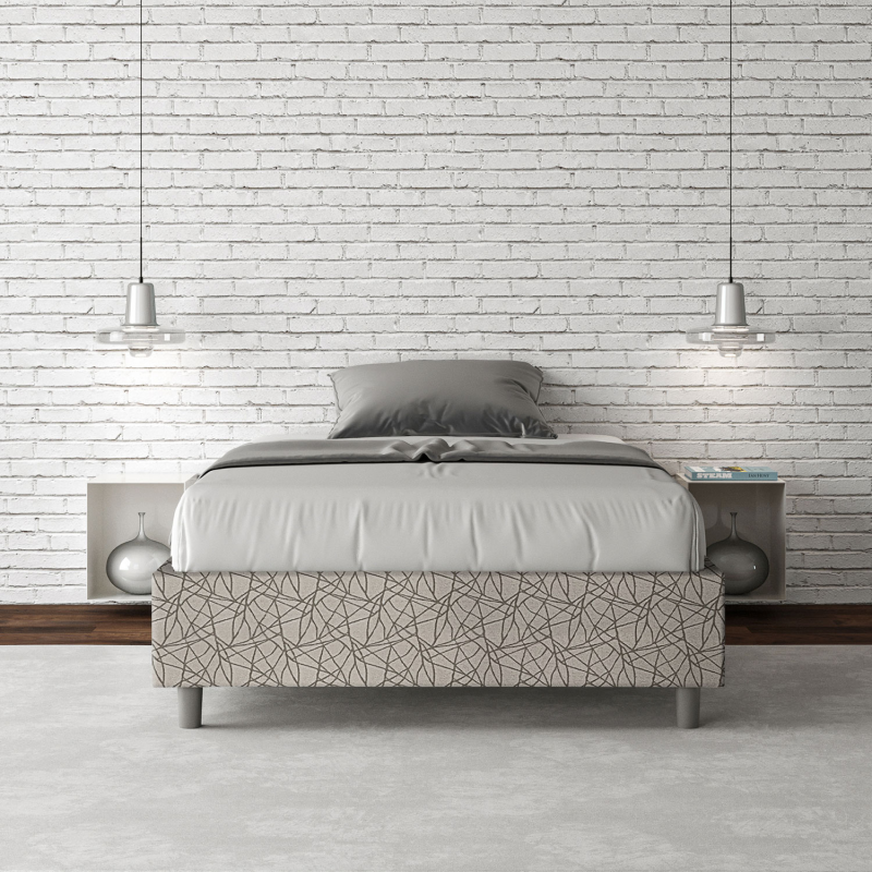 Letto Sommier imbottito 1 piazza e mezza 120x190 cm tessuto Era Azelia