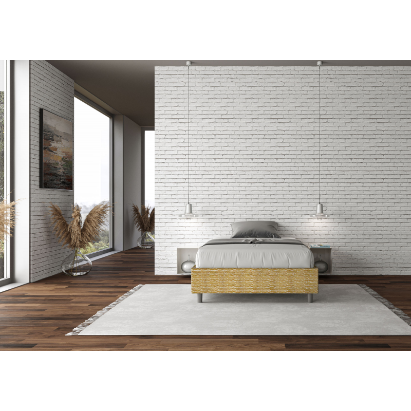 Letto Sommier imbottito 1 piazza e mezza 120x190 cm tessuto Aragona Azelia