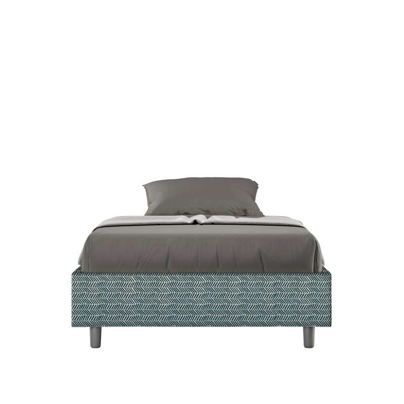 Letto Sommier imbottito 1 piazza e mezza 120x190 cm tessuto Aragona Azelia - Senza rete,Blu
